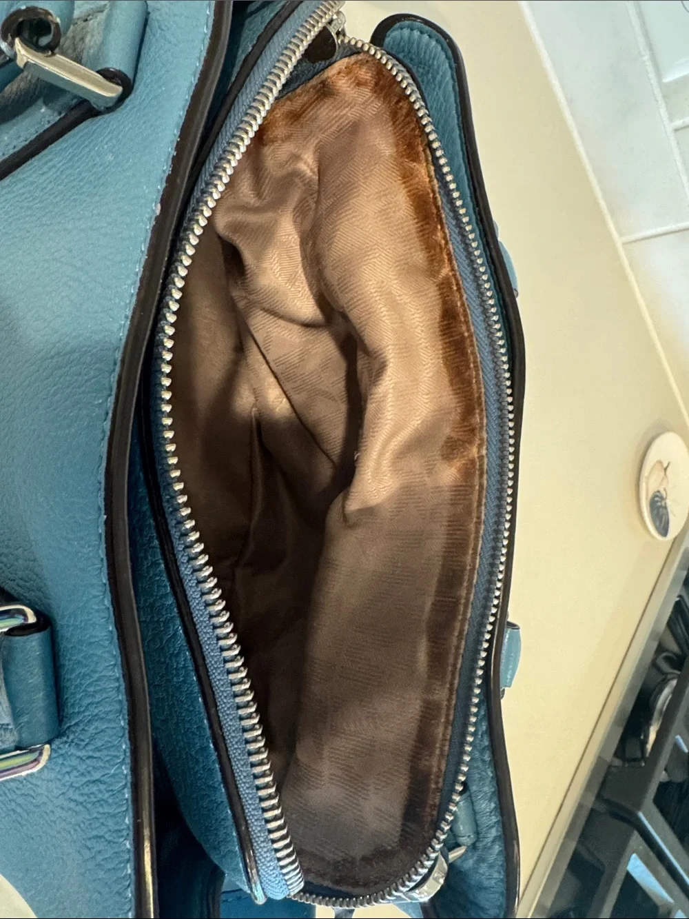 Michael Kors Blue Leather Purse with Removable Strap